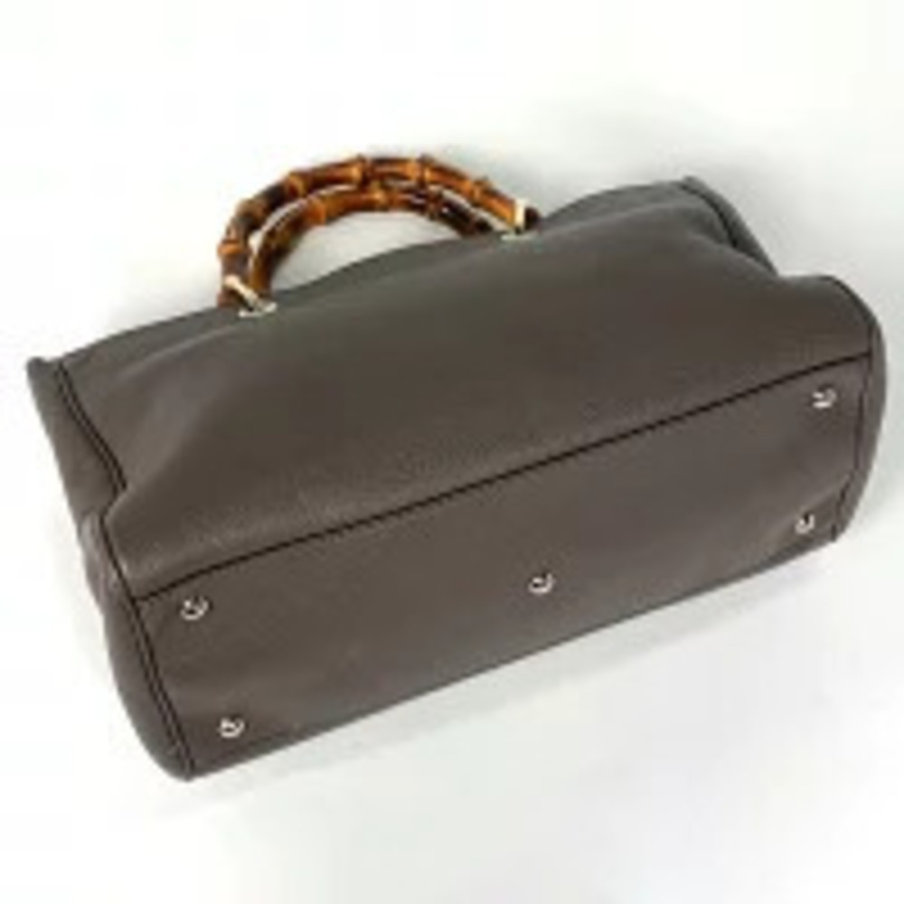 Gucci Bag Shopper Bamboo 2way 2way Leather Brown Shoulder